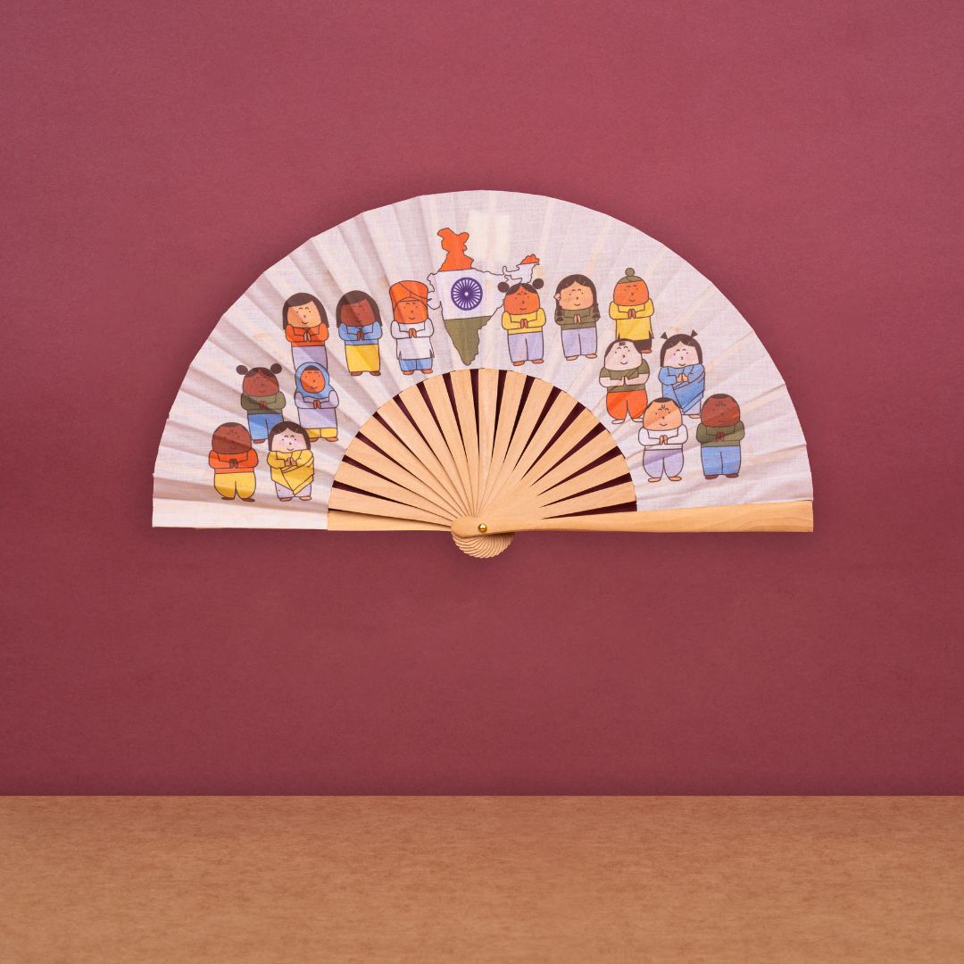 Best Stylish Indian Map Printing Hand Folding Bamboo Fans to Stay Cool