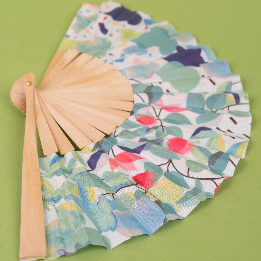 Best Stylish leaf Printing Hand Folding Bamboo Fans to Stay Cool