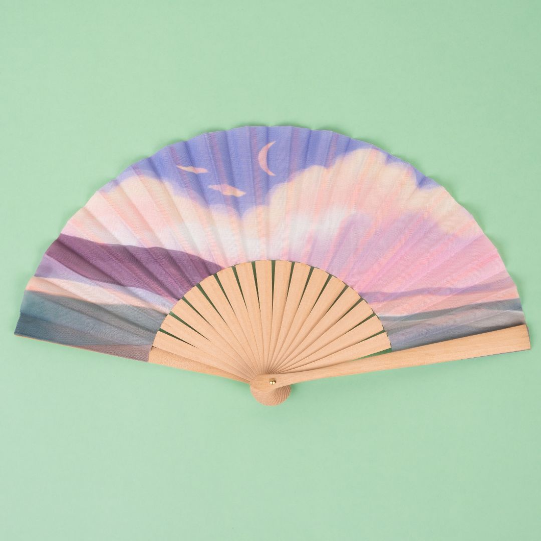 Best Stylish MoonNight Printing Hand Folding Bamboo Fans to Stay Cool