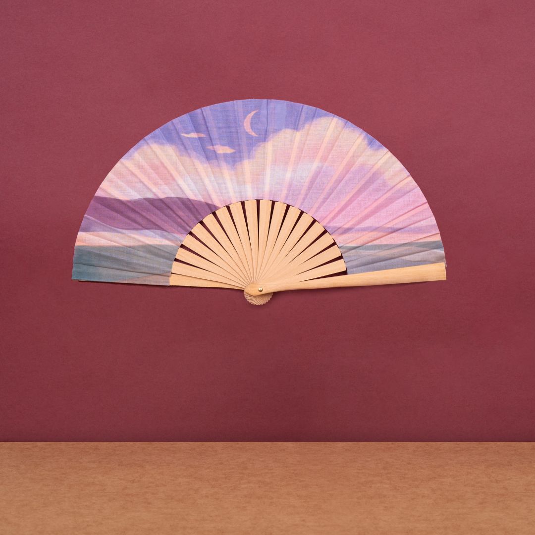 Best Stylish MoonNight Printing Hand Folding Bamboo Fans to Stay Cool